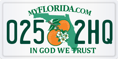 FL license plate 0252HQ