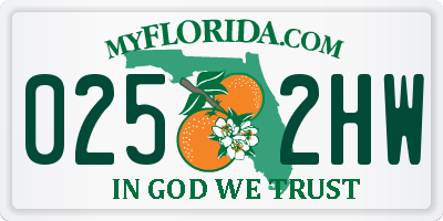 FL license plate 0252HW
