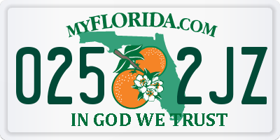 FL license plate 0252JZ