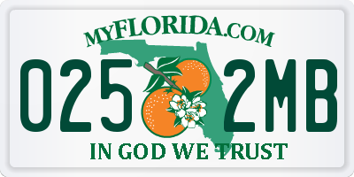 FL license plate 0252MB