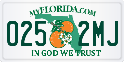 FL license plate 0252MJ