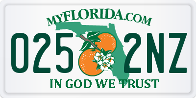 FL license plate 0252NZ