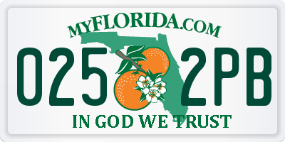FL license plate 0252PB