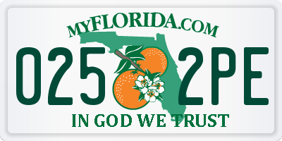 FL license plate 0252PE