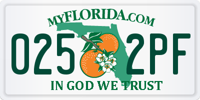 FL license plate 0252PF