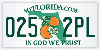 FL license plate 0252PL