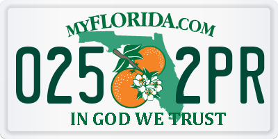 FL license plate 0252PR