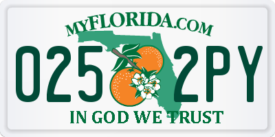 FL license plate 0252PY