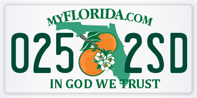 FL license plate 0252SD