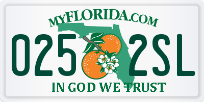 FL license plate 0252SL