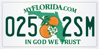 FL license plate 0252SM