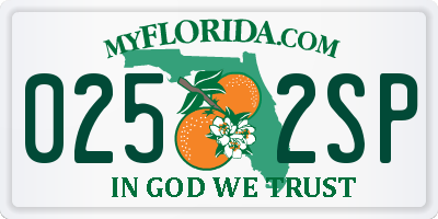 FL license plate 0252SP