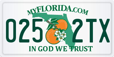 FL license plate 0252TX