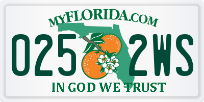 FL license plate 0252WS