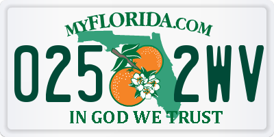 FL license plate 0252WV
