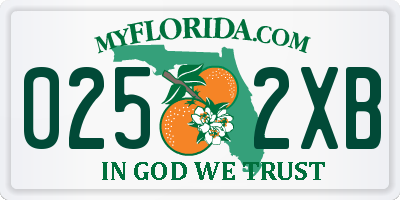 FL license plate 0252XB