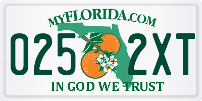 FL license plate 0252XT