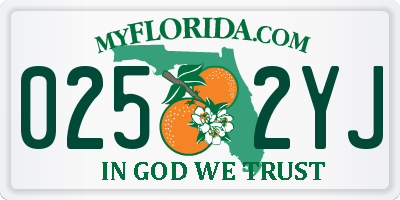 FL license plate 0252YJ