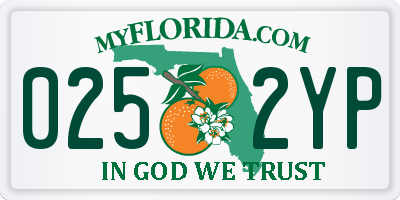 FL license plate 0252YP
