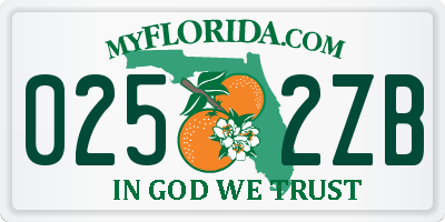 FL license plate 0252ZB