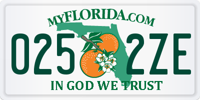 FL license plate 0252ZE