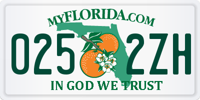FL license plate 0252ZH