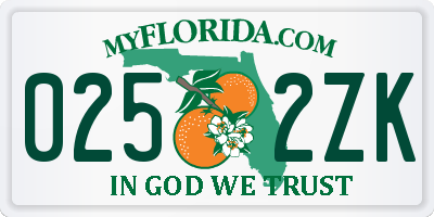FL license plate 0252ZK