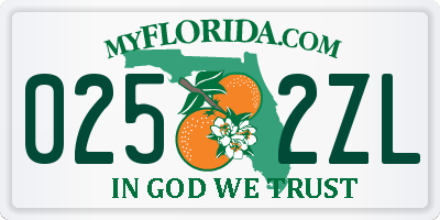 FL license plate 0252ZL