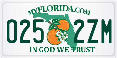FL license plate 0252ZM