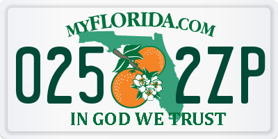 FL license plate 0252ZP
