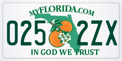 FL license plate 0252ZX