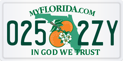 FL license plate 0252ZY