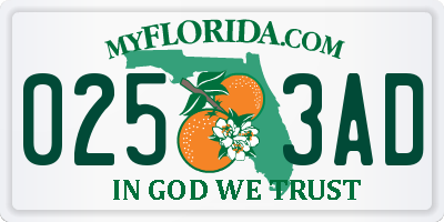 FL license plate 0253AD