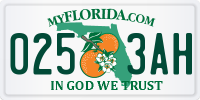 FL license plate 0253AH