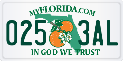 FL license plate 0253AL