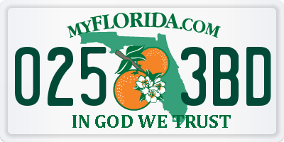 FL license plate 0253BD