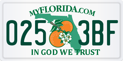 FL license plate 0253BF