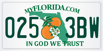FL license plate 0253BW