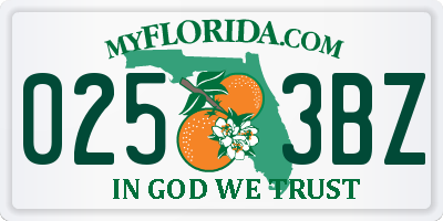FL license plate 0253BZ