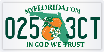 FL license plate 0253CT