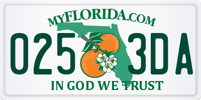 FL license plate 0253DA