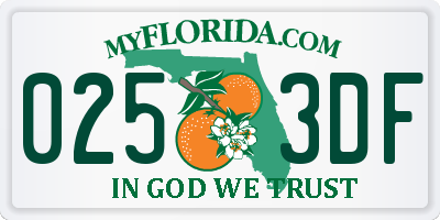 FL license plate 0253DF