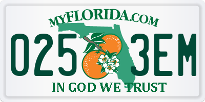 FL license plate 0253EM