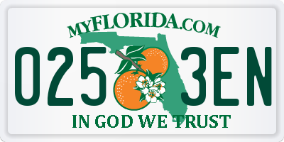 FL license plate 0253EN