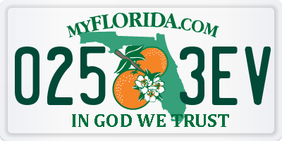 FL license plate 0253EV