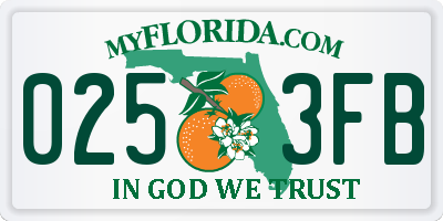FL license plate 0253FB