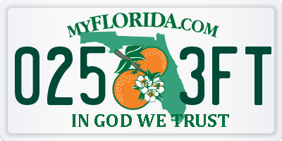 FL license plate 0253FT