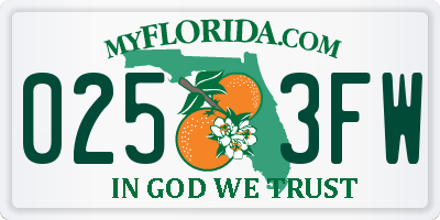 FL license plate 0253FW