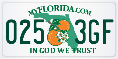 FL license plate 0253GF