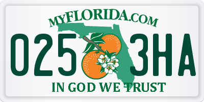 FL license plate 0253HA